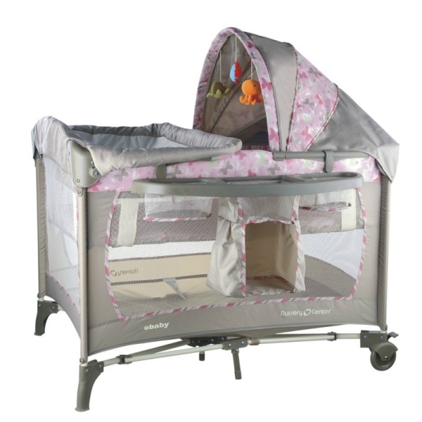 Corral Para Bebe Ninas Con Cambiador Cunita Corralito Gris Rosado Cosas De  Bebe